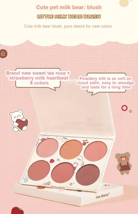 6 Colors Blush Palette Mineral Powder Red Rouge Lasting waterproof Natural Cheek Tint Peach Pink Blush Korean Cosmetic Makeup