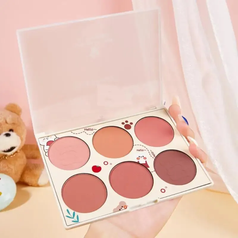 6 Colors Blush Palette Mineral Powder Red Rouge Lasting waterproof Natural Cheek Tint Peach Pink Blush Korean Cosmetic Makeup