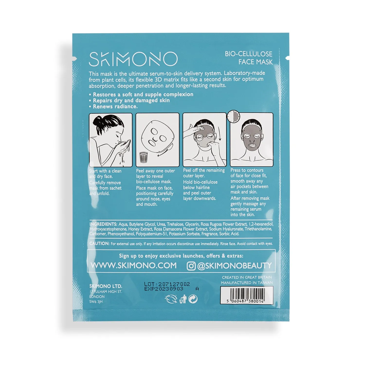 Advanced Moisturisation  Bio-cellulose Face Mask x4 Pack