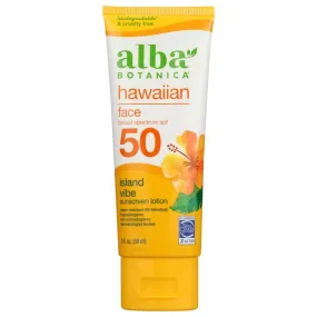 ALBA BOTANICA: Hawaiian Face Island Vibe Sunscreen Lotion Spf 50, 3 oz (Pack of 2)