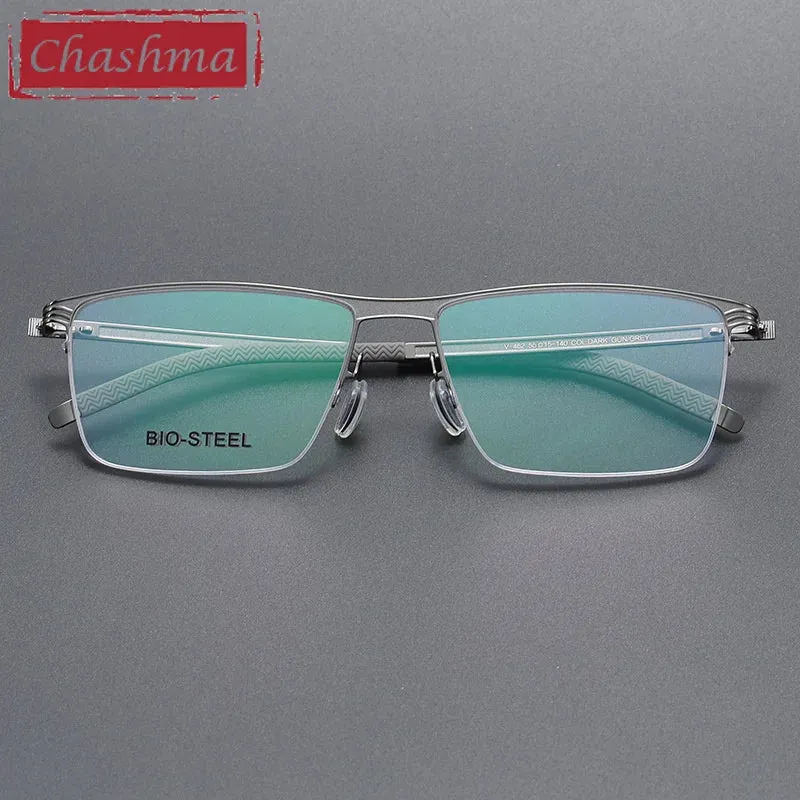 Chashma Ottica Men's Full Rim Brow Line Square Titanium Eyeglasses 462