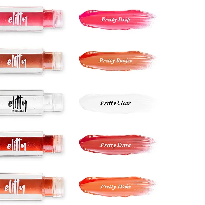 Elitty Jelly Lips - Lip Gloss- Infused with Witch Hazel, Jajoba Oil, & Vitamin E, High Shine, Long Lasting, Vegan & Cruelty Free - Lip Love Combo
