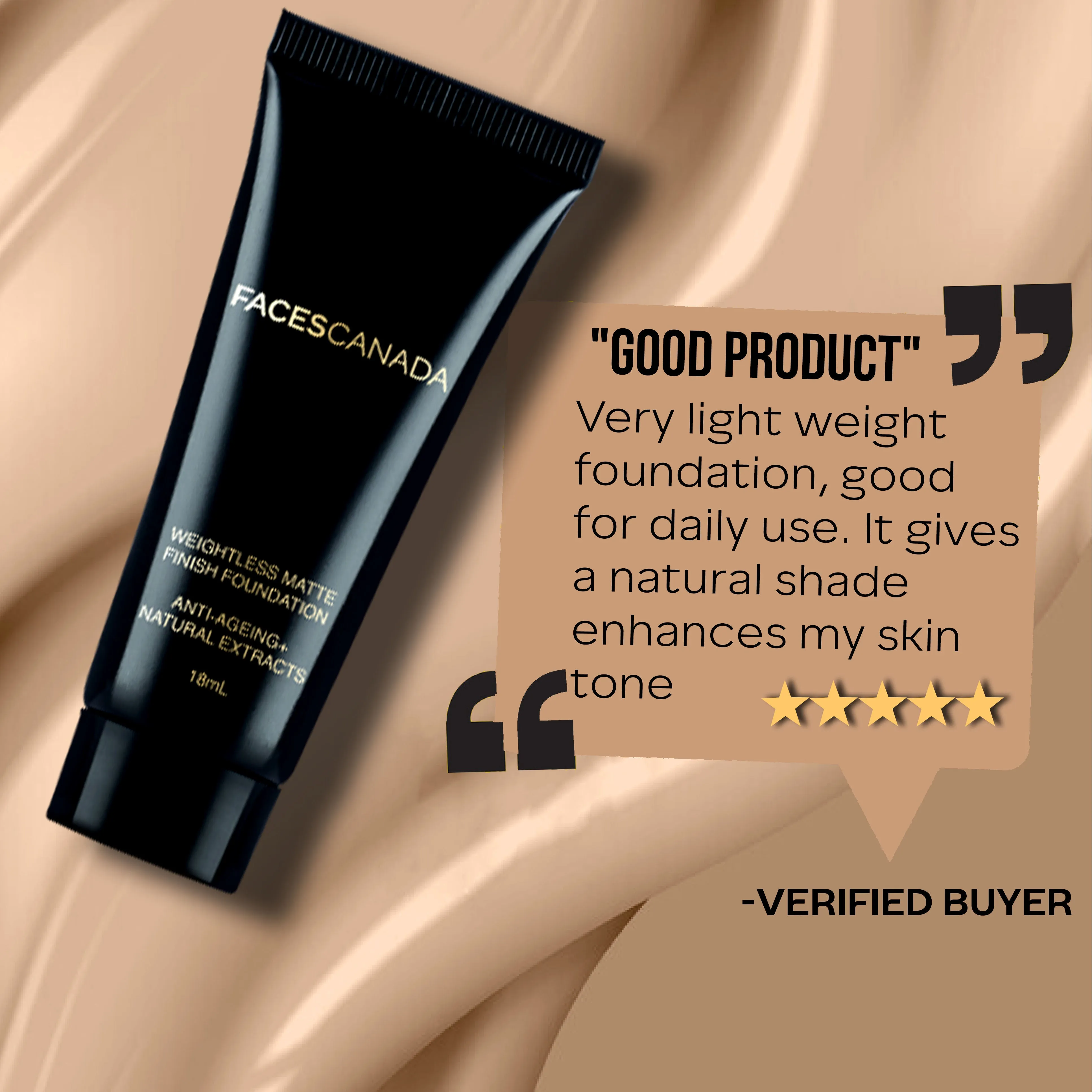 Faces Canada Weightless Matte Foundation | Grape extracts & Shea Butter|Natural Matte Finish | Dermatologically Tested | All Skin Types | Ivory 18ml