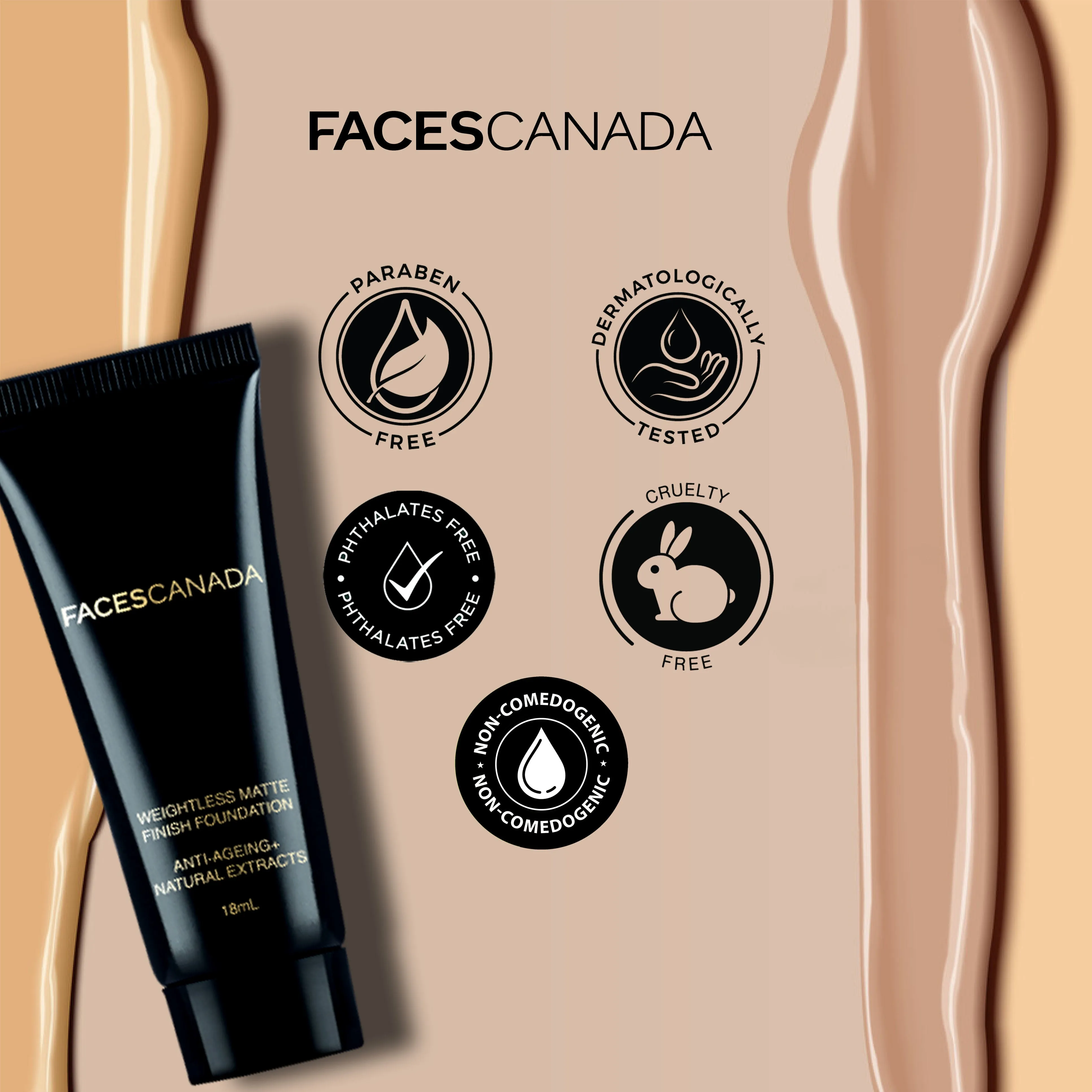 Faces Canada Weightless Matte Foundation | Grape extracts & Shea Butter|Natural Matte Finish | Dermatologically Tested | All Skin Types | Ivory 18ml