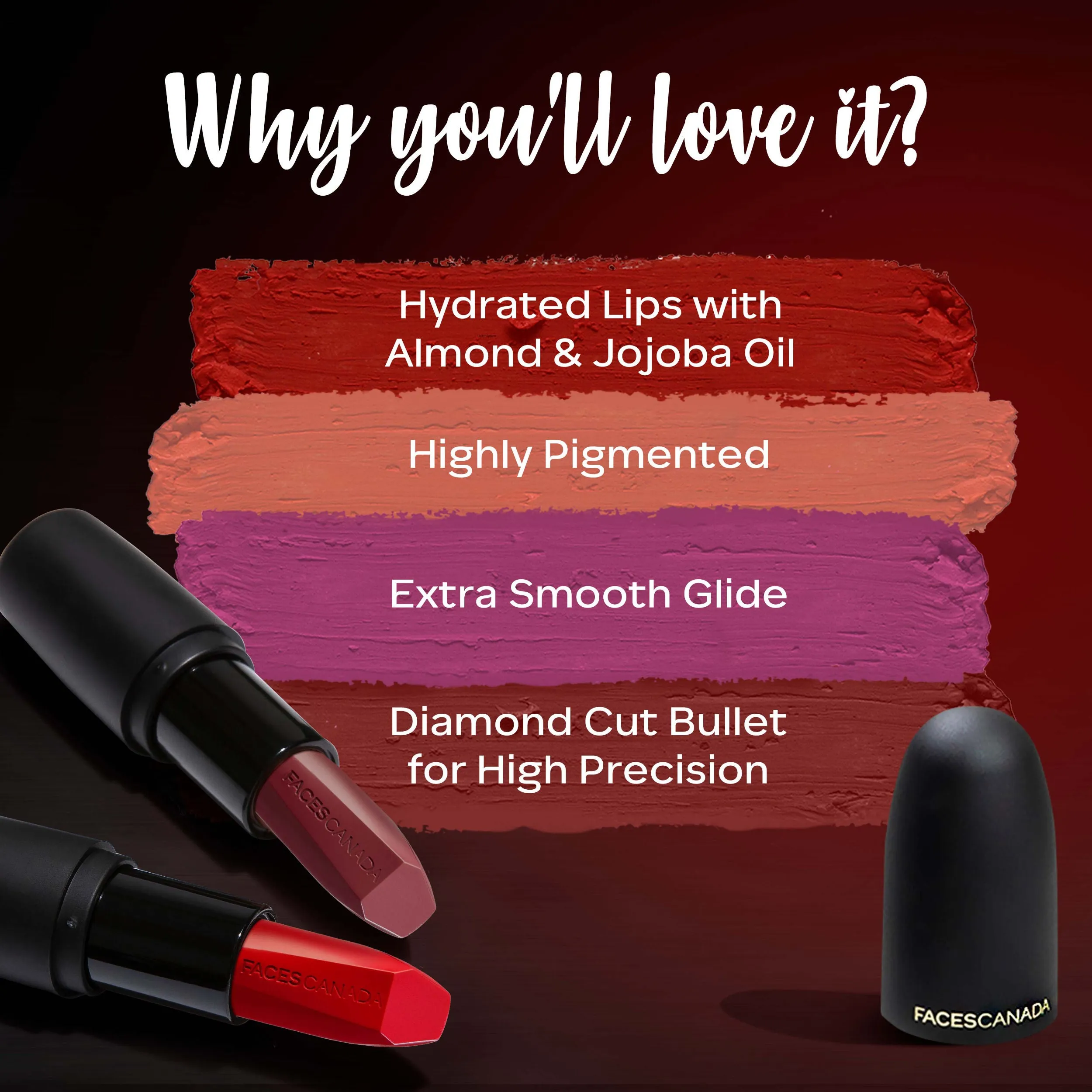 Faces Canada Weightless Matte Lipstick |Jojoba and Almond Oil enriched| Highly pigmented | Smooth One Stroke Weightless Color | Keeps Lips Moisturized | Shade - Flamboyant Plum 4g