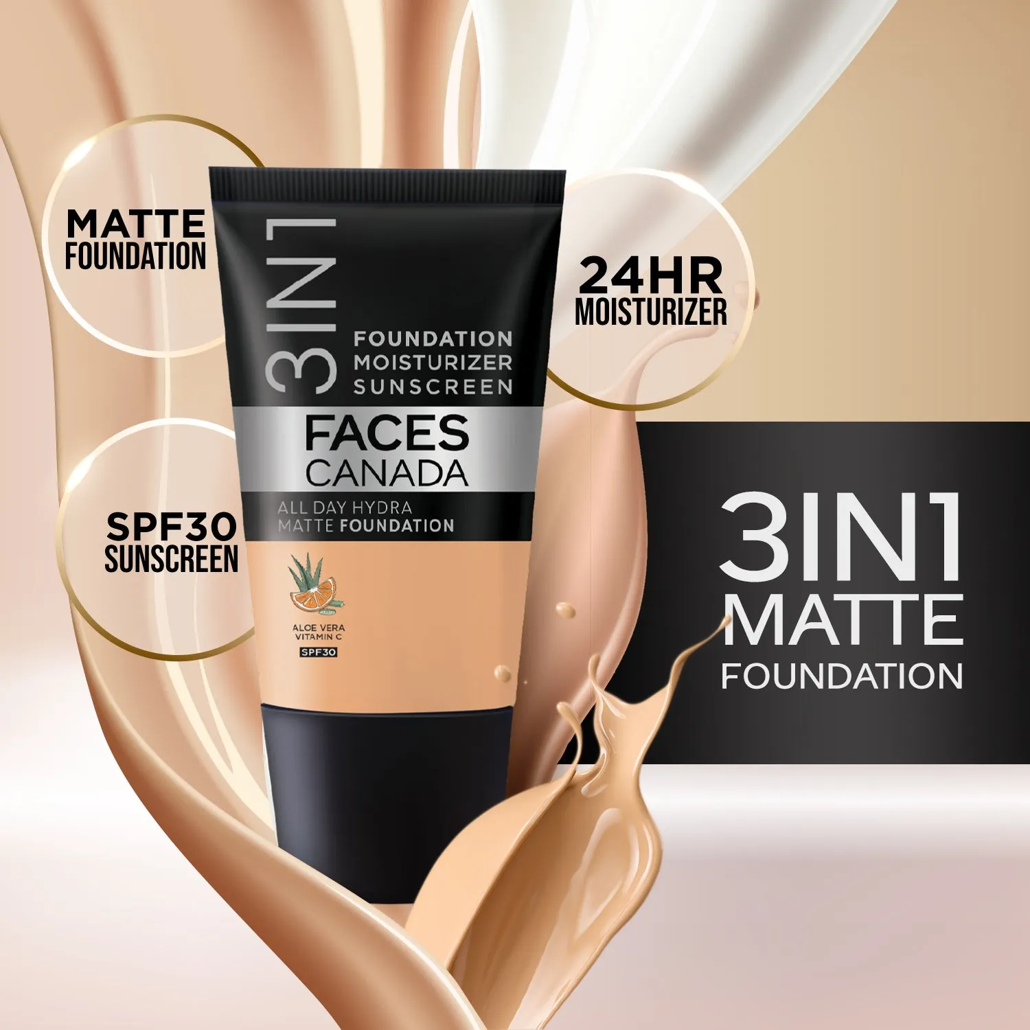 FC All Day Hydra Matte Foundation Warm Sand 042 18ml