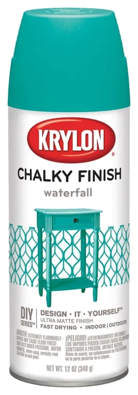 Krylon K04112000 Chalk Spray Paint, Matte, Waterfall, 12 oz, Can :CAN: QUANTITY: 1