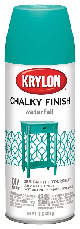 Krylon K04112000 Chalk Spray Paint, Matte, Waterfall, 12 oz, Can :CAN: QUANTITY: 1