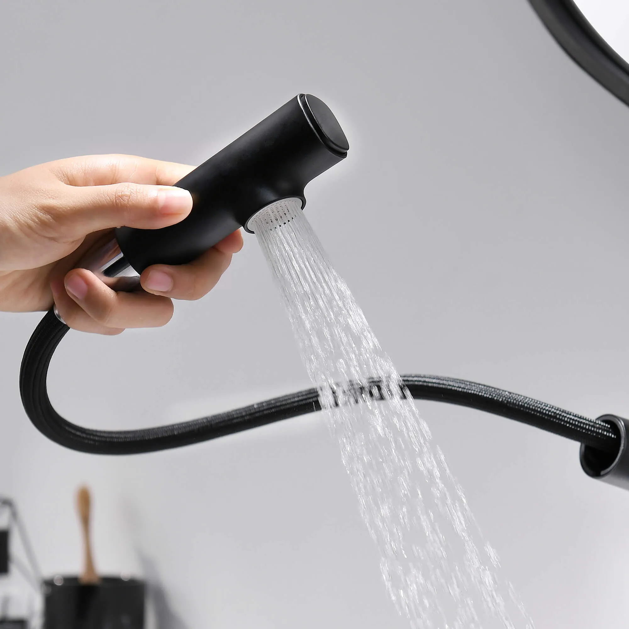 Liftable Bathroom Faucet with Pull Out Sprayer Dual Mode Single Handle Basin Faucet RB1195