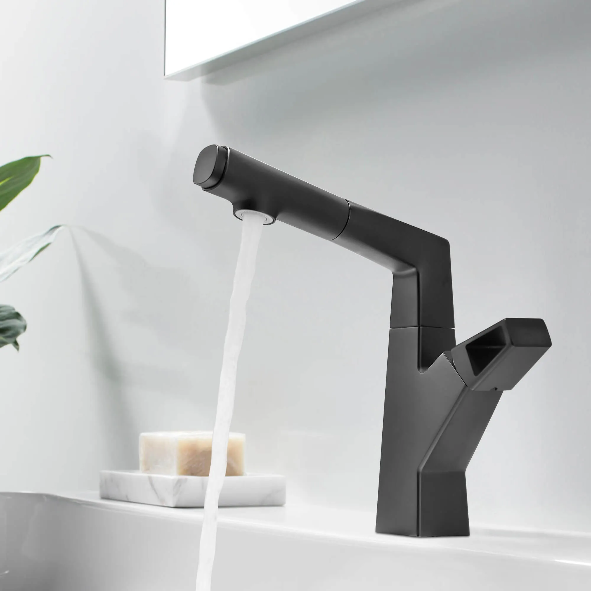 Liftable Bathroom Faucet with Pull Out Sprayer Dual Mode Single Handle Basin Faucet RB1195