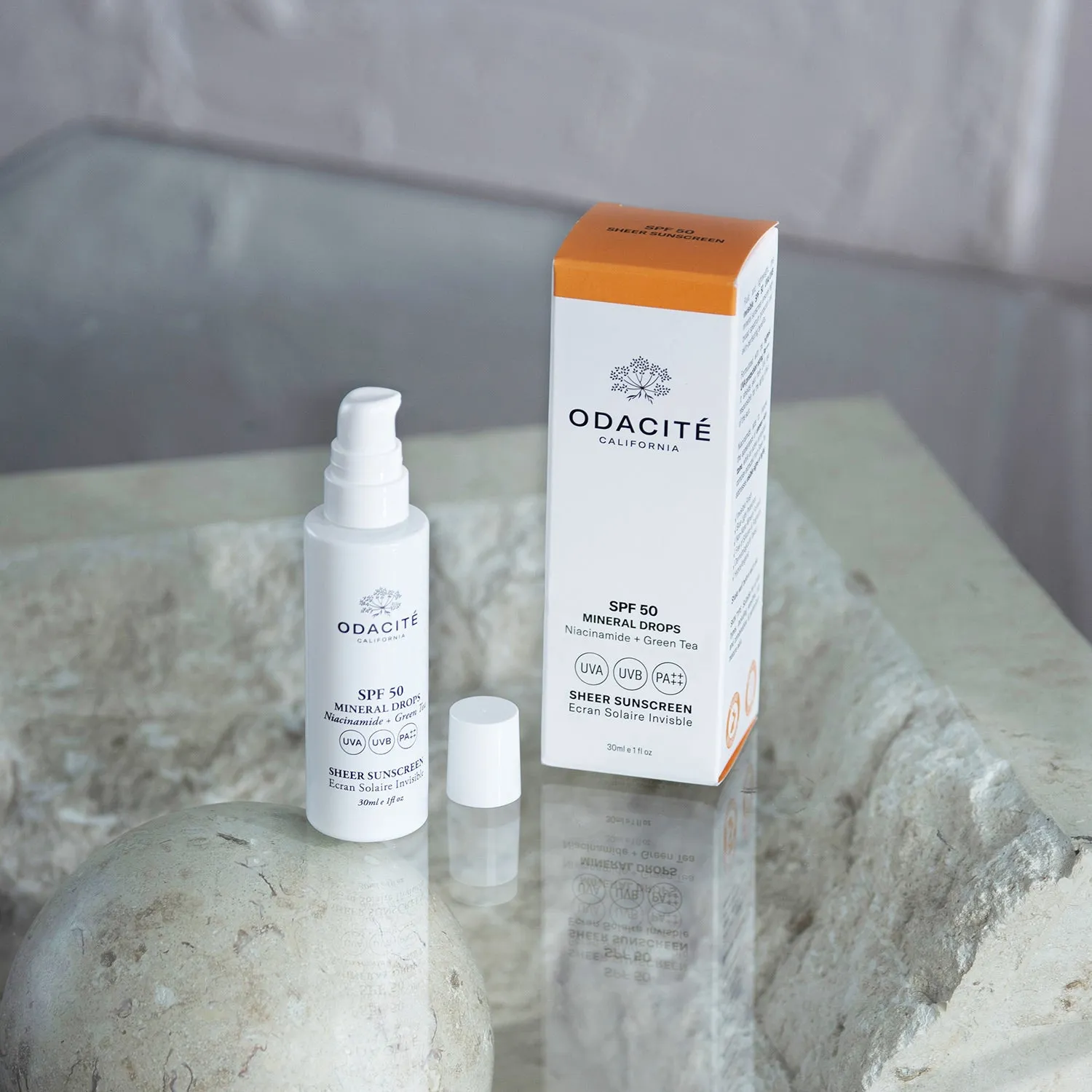 Mineral Drops • Niacinamide   Green Tea • SPF 50 Sheer Sunscreen