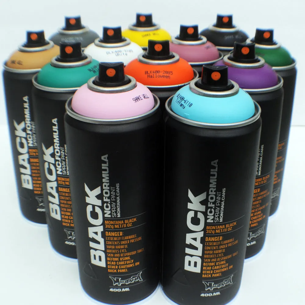 Montana BLACK 400ml Spray Paint 12 Pack - Alternative Colors