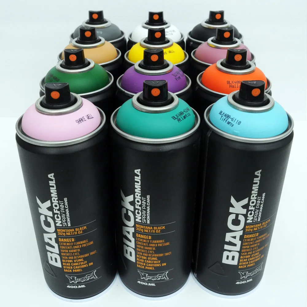 Montana BLACK 400ml Spray Paint 12 Pack - Alternative Colors
