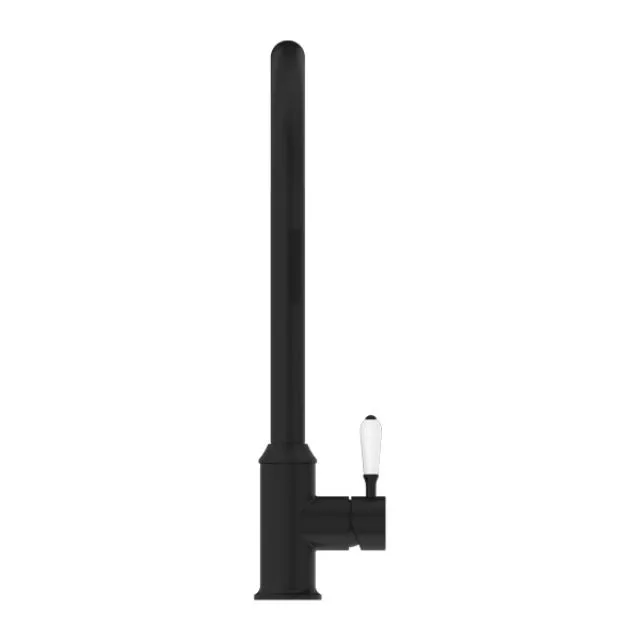 Nero York Pull Out Sink Mixer With Vegie Spray Function With White Porcelain Lever Matte Black
