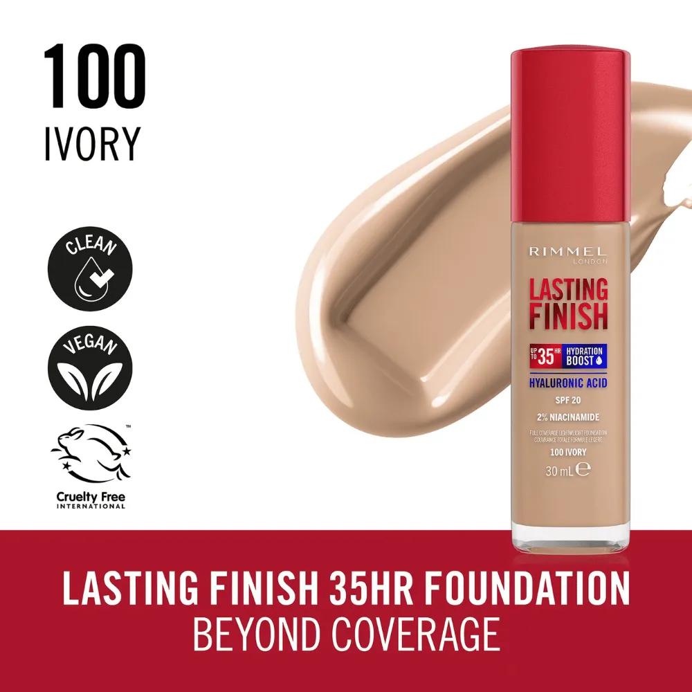 Rimmel London Lasting Finish 35 Hour Foundation - 100: Ivory