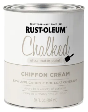 Rust-Oleum 329598 Chalk Spray Paint, Ultra Matte Chalky, Chiffon Cream, 30 oz, Can :QUART: QUANTITY: 2