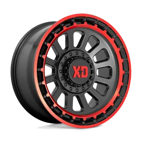 XD856 Omega 17X9 5X127 5X139.7 18mm Satin Black Machined Lip With Red Tint